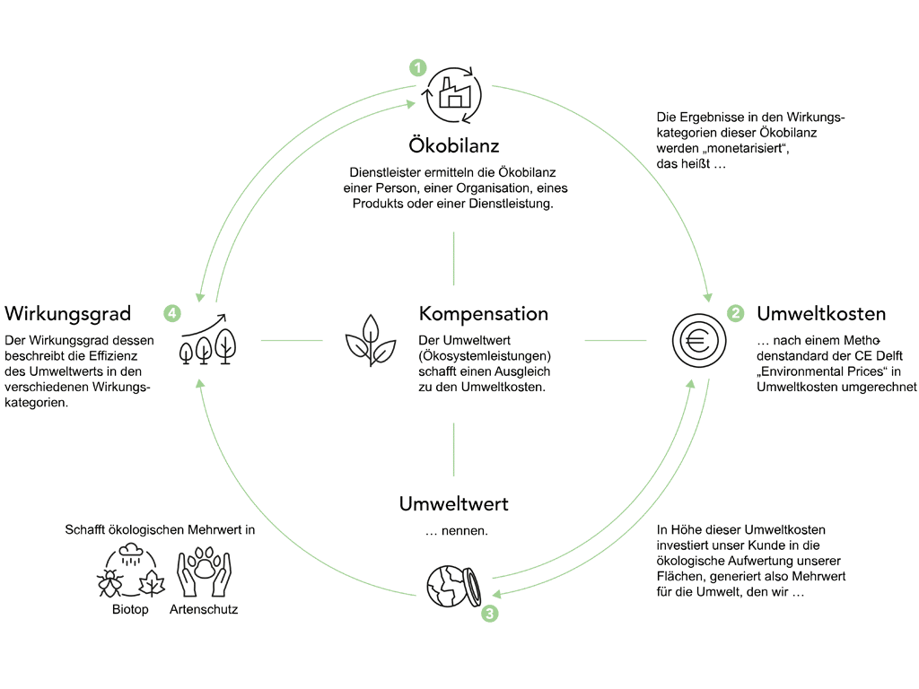 Diagramm zur Erstellung einer Ökobilnanz mit dem GREENZERO Ansatz